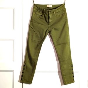 Driftwood Mid Rise Olive Green Skinny Jeans